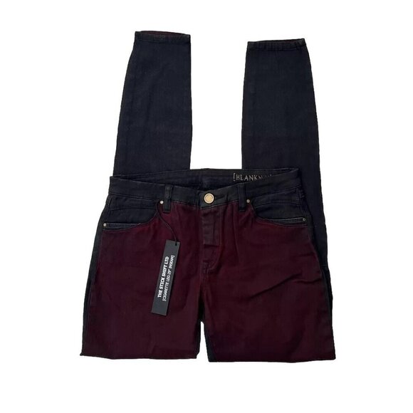 BLANKNYC Denim - Blank NYC Women's Black Color Block Burgundy Denim Skinny Jeans Size 27